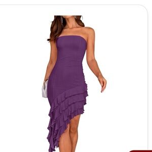 Elegant Purple Strapless Dress